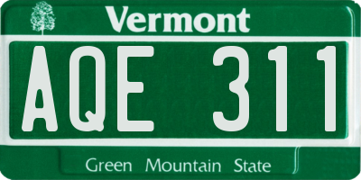 VT license plate AQE311