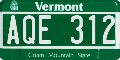 VT license plate AQE312