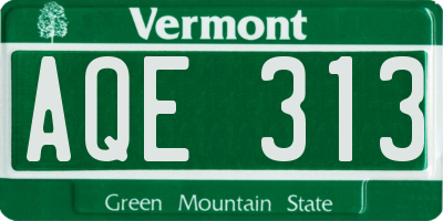 VT license plate AQE313