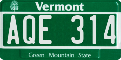 VT license plate AQE314