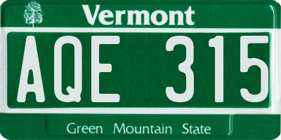 VT license plate AQE315