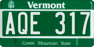 VT license plate AQE317