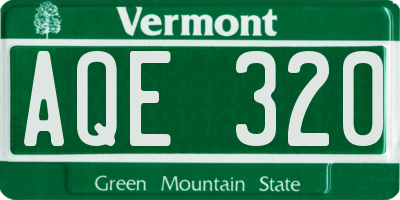 VT license plate AQE320