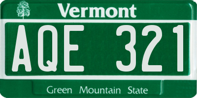 VT license plate AQE321