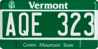 VT license plate AQE323