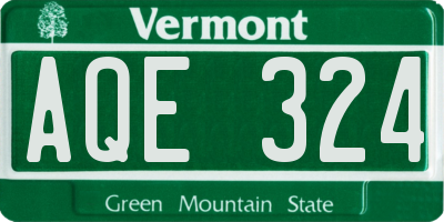 VT license plate AQE324