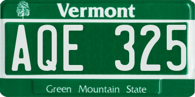 VT license plate AQE325