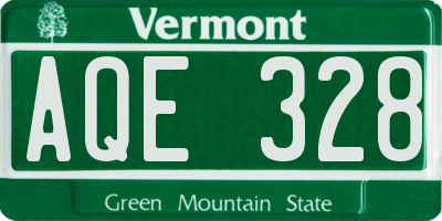 VT license plate AQE328