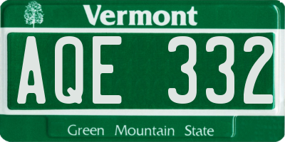 VT license plate AQE332