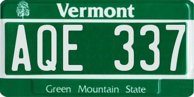 VT license plate AQE337