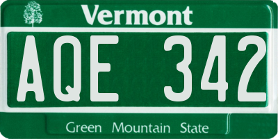 VT license plate AQE342