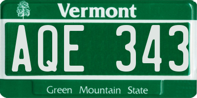VT license plate AQE343