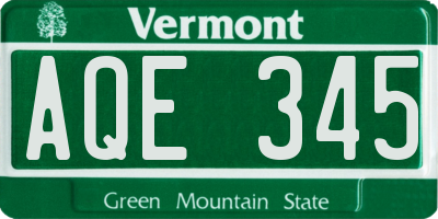 VT license plate AQE345