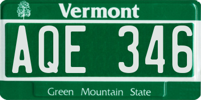 VT license plate AQE346