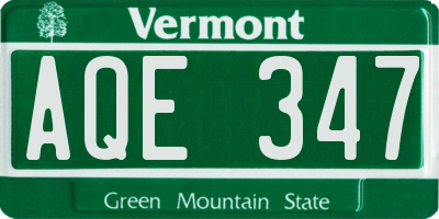 VT license plate AQE347