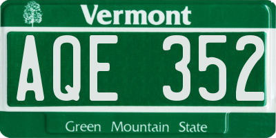 VT license plate AQE352