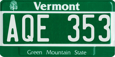 VT license plate AQE353