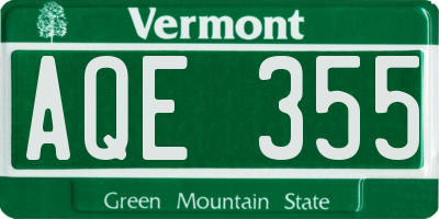 VT license plate AQE355