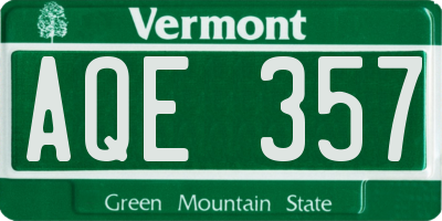 VT license plate AQE357