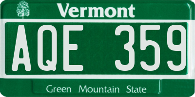 VT license plate AQE359