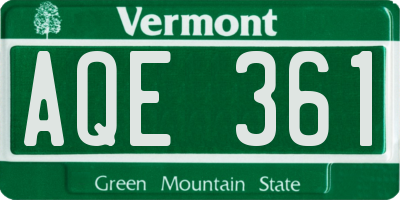 VT license plate AQE361