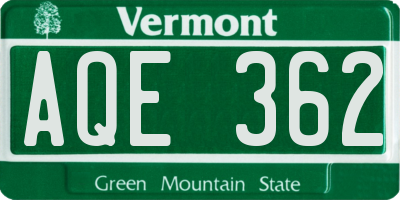 VT license plate AQE362