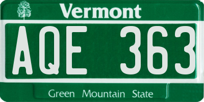 VT license plate AQE363