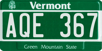 VT license plate AQE367