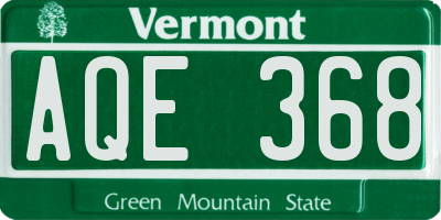 VT license plate AQE368