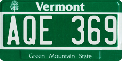 VT license plate AQE369