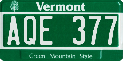 VT license plate AQE377
