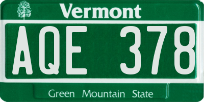 VT license plate AQE378