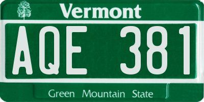 VT license plate AQE381