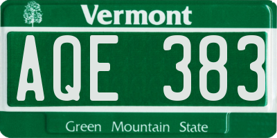 VT license plate AQE383