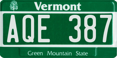 VT license plate AQE387