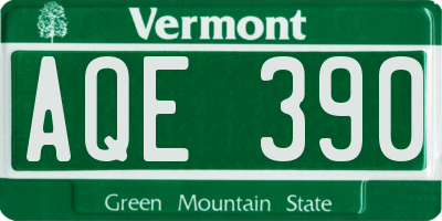 VT license plate AQE390