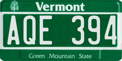 VT license plate AQE394