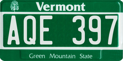 VT license plate AQE397