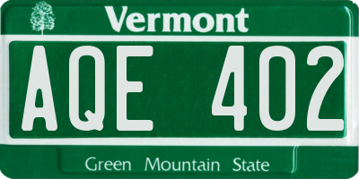 VT license plate AQE402