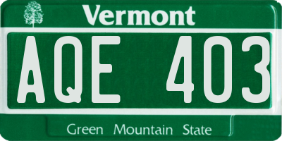 VT license plate AQE403