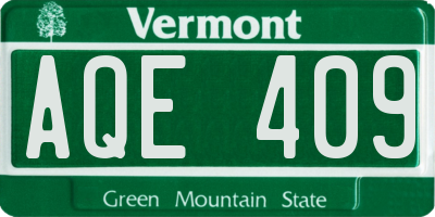 VT license plate AQE409