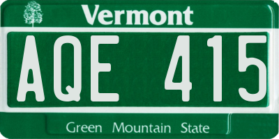 VT license plate AQE415