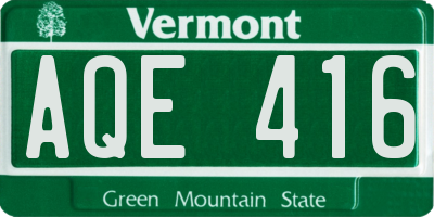 VT license plate AQE416