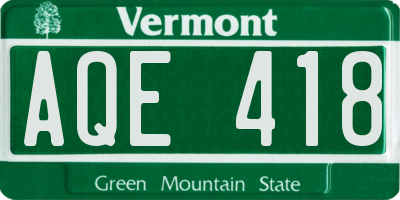 VT license plate AQE418