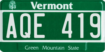 VT license plate AQE419