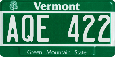 VT license plate AQE422