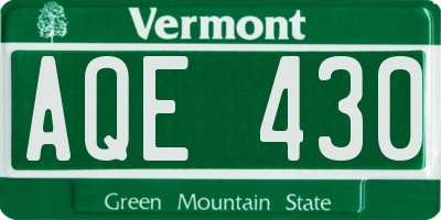 VT license plate AQE430