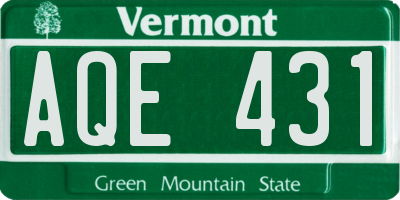 VT license plate AQE431