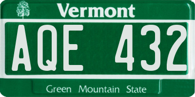 VT license plate AQE432