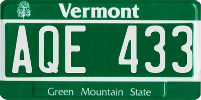 VT license plate AQE433